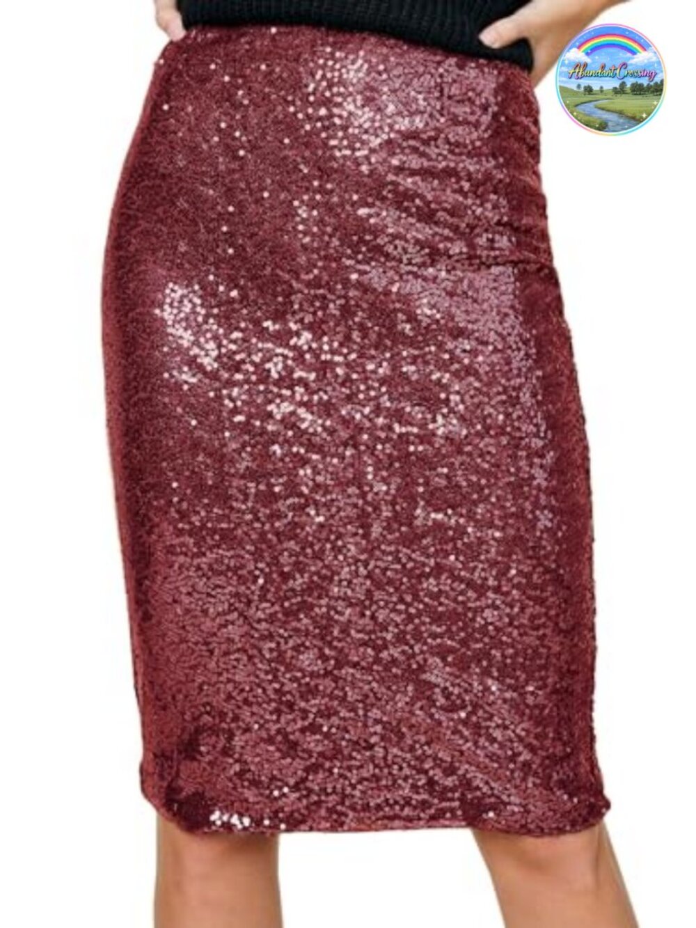 High Waist Sequin Midi Pencil Skirt Cocktail Party